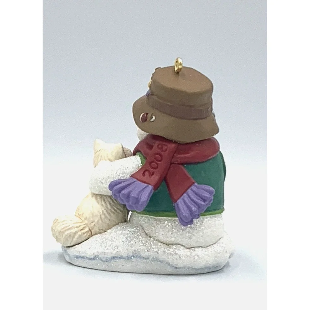 2008 Snow Buddies Hallmark Keepsake Ornament Fishing Snowman with  White Fox #11